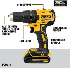 DEWALT 20V MAX Cordless Drill and Impact Driver, Power Drill Brushless 2-Tool Power Tool Combo Kit, Includes 2 Batteries, Charger and Bag (DCK277D2)