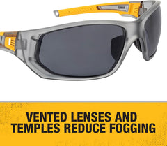 DEWALT DPG112-1D Miter™ Premium Vented No-Slip Safety Glasses – Clear Lens – Vented Frame & Lenses – Rubber Temples & Nosepiece – 1 Pair