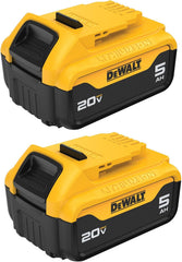 DEWALT 20V MAX XR 5 Ah Lithium Ion Battery 2-Pack Premium High Capacity Cordless Tool Battery Packs (DCB205-2)