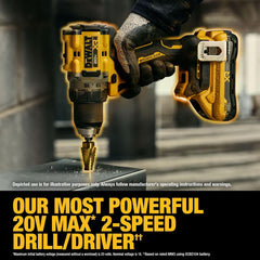 DEWALT 20V MAX XR Brushless Cordless 1/2 in. Drill Driver Kit With DEWALT POWERPACK Batteries and Charger (DCD801QQ2)