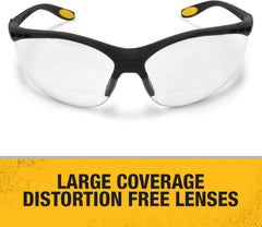 DEWALT DPG59 Reinforcer Rx-Bifocal High Performance Protective Eyeware with Rubber Temples and Protective Eyeglass Sleeve - Clear Lens, 1.0 Diopter